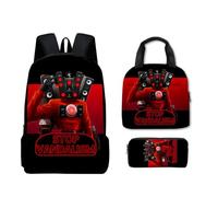 AeRko Skibidi WC Wiki Mochila Bolsas Casual Músico Cameraman Viaje Daypacks Zip Packbag Pencil Case 3-Piece Sets, A15, One Size