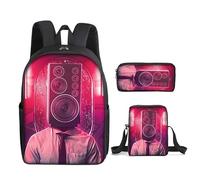 AeRko Skibidi WC Wiki Mochila Bolsas Casual Músico Viaje Daypacks Zip Packbag Hombro Estuche Lápiz Set 3pcs, A11., talla única
