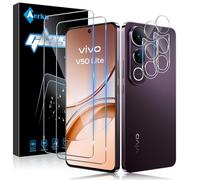 Aerku 2 Piezas Protector de Pantalla para Vivo V50 Lite 4G/ 5G con 2 Piezas Protector de Lente de Cámara, 0.33MM HD 9H Ultra Resistente Cristal Templado