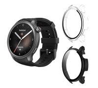 Aerku Funda Compatible con Amazfit Balance, 9H HD Anti-Choque Parachoques Anti-rasguños Protector Duro PC Marco Cristal Templado Protector de Pantalla Funda - Transparente&Negro