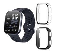 Aerku Funda Compatible con Amazfit Bip 6, 9H HD Anti-Choque Parachoques Anti-rasguños Protector Duro PC Marco Cristal Templado Protector de Pantalla Funda - Transparente&Negro