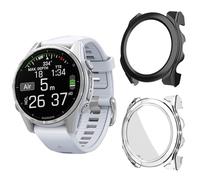 Aerku Funda Compatible con Garmin Fenix 8 43MM, 9H HD Anti-Choque Parachoques Anti-rasguños Protector Duro PC Marco Cristal Templado Protector de Pantalla Funda - Transparente&Negro