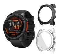 Aerku Funda Compatible con Garmin Fenix 8 47MM, 9H HD Anti-Choque Parachoques Anti-rasguños Protector Duro PC Marco Cristal Templado Protector de Pantalla Funda - Transparente&Negro