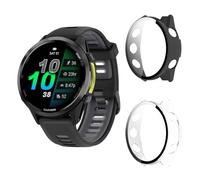 Aerku Funda Compatible con Garmin Forerunner 970 47MM, 9H HD Anti-Choque Parachoques Anti-rasguños Protector Duro PC Marco Cristal Templado Protector de Pantalla Funda - Transparente&Negro