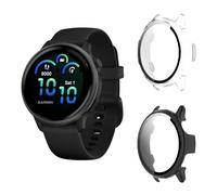 Aerku Funda Compatible con Garmin Vivoactive 6, 9H HD Anti-Choque Parachoques Anti-rasguños Protector Duro PC Marco Cristal Templado Protector de Pantalla Funda - Transparente&Negro