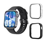 Aerku Funda Compatible con Huawei Watch Fit 4, 9H HD Anti-Choque Parachoques Anti-rasguños Protector Duro PC Marco Cristal Templado Protector de Pantalla Funda - Transparente&Negro