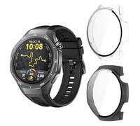Aerku Funda Compatible con Huawei Watch GT 5 Pro 46MM, 9H HD Anti-Choque Parachoques Anti-rasguños Protector Duro PC Marco Cristal Templado Protector de Pantalla Funda - Transparente&Negro