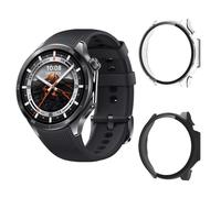 Aerku Funda Compatible con OPPO WATCH X2, 9H HD Anti-Choque Parachoques Anti-rasguños Protector Duro PC Marco Cristal Templado Protector de Pantalla Funda - Transparente&Negro