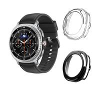 Aerku Funda Compatible con Samsung Galaxy Watch 8 Classic, 9H HD Anti-Choque Parachoques Anti-rasguños Protector Duro PC Marco Cristal Templado Protector de Pantalla Funda - Transparente&Negro