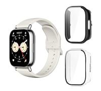 Aerku Funda Compatible con Xiaomi Mi Redmi Watch 5 Lite, 9H HD Anti-Choque Parachoques Anti-rasguños Protector Duro PC Marco Cristal Templado Protector de Pantalla Funda - Transparente&Negro