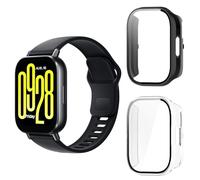 Aerku Funda Compatible con Xiaomi Redmi Watch 5 Active, 9H HD Anti-Choque Parachoques Anti-rasguños Protector Duro PC Marco Cristal Templado Protector de Pantalla Funda - Transparente&Negro