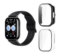 Aerku Funda Compatible con Xiaomi Redmi Watch 5 Lite, 9H HD Anti-Choque Parachoques Anti-rasguños Protector Duro PC Marco Cristal Templado Protector de Pantalla Funda - Transparente&Negro