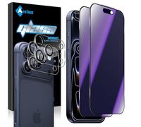 Aerku Mate Protector Pantalla de Privacidad para iPhone 17 Pro Max y HD Protector Lente Camara, [2+2 Piezas] Antiespia e Antireflejo Cristal Templado, Dureza 9H Matte Anti-Luz Azul Vidrio Templado