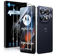 Aerku Protector de pantalla 3D para Motorola Moto Signature para cristal blindado, 2 unidades de cristal protector de pantalla y 2 protectores de cámara, dureza 9H, cristal protector de pantalla ultra