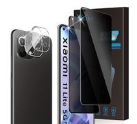 Aerku Protector de Pantalla de Privacidad Compatible con Xiaomi Mi 11 Lite 5G/4G/Ne + Protector de Lente de Cámara [2 + 2 Piezas], [Sin Burbujas] Alta Sensibilidad Anti Espía 9H Cristal Templado