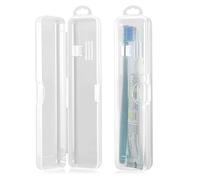 Aernajialin 2 paquetes de estuche de viaje para cepillo de dientes de plástico transparente, soporte de viaje para cepillos de dientes manuales, contenedor de almacenamiento de pasta de dientes, caja
