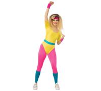 Aerobic Disfraz Niña Adultos 1980s 80s Disfraz Neón Retro Conjunto