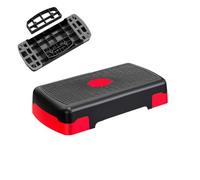 Aerobic Stepper, Adjustable Height Workout, Step Board with 3 Risers, Fitness Equipment for Home Gym, Cardio, Strength Training 17.72 inches, Dark Grey, Black Red