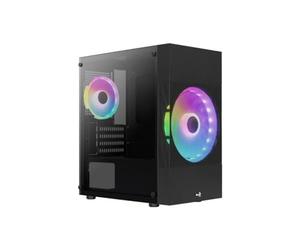 Aerocool ATOMICLITE V2, Caja Gaming Micro-ATX, Frontal Mesh+2 Ventiladores RGB, Negro