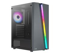 Aerocool Blade, Caja PC Semitorre ATX, Frontal RGB, Ventana Lateral Completa, Ventilador Trasero RBG 120 mm + 3 Ventiladores Frontales 120mm, Negro