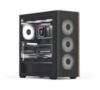 AeroCool D501A - Funda de torre media, malla frontal acentuada en madera, soporte de radiador de 360 mm, 11 ranuras para ventilador, GPU de 400 mm, ATX/m-ATX/Mini-ITX, filtros magnéticos para el