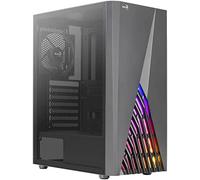 Aerocool deltabkv1, caja pc atx, frontal rgb, ventana lateral completa
