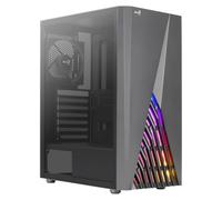 Aerocool DELTABKV1, Caja PC ATX, Frontal RGB, Ventana Lateral Completa, Ventilador 12cm, Negro