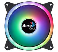 Aerocool Duo 12 PC fan - 120mm Fan with Double Ring RGB LED Lighting and 28 LEDs, Includes a 6-Pin Connector, Curved Blades and Anti-Vibration Pads, ARGB hub Compatible, 1000 RPM, Single Fan, Black