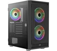 Aerocool graphite argb atx mid tower case, tempered glass side panel,