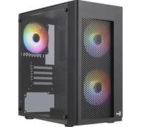 Aerocool HEXFORMBKV2, Caja PC Micro ATX, 3 Ventiladores FRGB, Frontal Rejilla, Negro