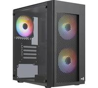 Aerocool HEXFORMBKV2, Caja PC Micro ATX, 3 Ventiladores FRGB, Frontal Rejilla, Negro