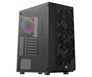 Aerocool HIVEBK Caja PC ATX, 4X Ventilador FRGB, Rejill Cristal Templado, Negro