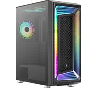 Aerocool Interstellar, Caja Semitorre RGB, 3X Ventiladores ARGB PWM 120mm + 2X Ventiladores 120mm, Ventana Cristal Templado, Negro