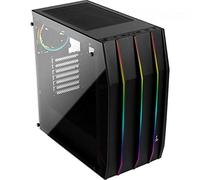Aerocool KLAW - Caja PC, ATX, cristal templado, RGB frontal, 3 ventiladores RGB, negro