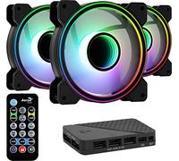 Aerocool Mirage PC Case Fan - 12 Pro, 3 x ARGB Translucent Fans 120mm, 1 x H66F RGB Hub, Infinity Mirror Design, Includes 6-Pin Connector, Remote Control, Curved Blades and Anti-Vibration Pads, Black