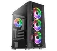 Aerocool PRISMBKV3, Caja PC ATX Negra, 4 Ventiladores ARGB, Frontal + Lateral Cristal Templado