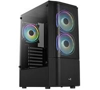 Aerocool quantummeshv3bk negro, caja pc atx, cristal templado, 3x vent