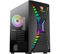 Aerocool ThunderX3 CRONUSBK, Caja Gaming PC, Ventilador ARGB, Cristal Templado, negro