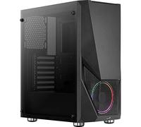 AeroCool Zauron Saturn Mid Tower PC Gaming Case with Tempered Glass Window, 12 cm FRGB Fan, 2 x USB 3.0, Supports ATX/Micro-ATX/Mini-ITX, Black ZAURONBK