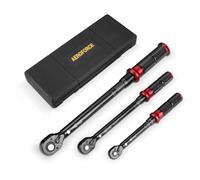 AEROFORCE Llave Dinamométrica 1/4" & 3/8" & 1/2", 5-25Nm, 10-60Nm, 20-220Nm, Cabezal Reversible de 72T para Bicicleta, Moto, Coche, Camión, 5 Piezas Llave Dinamométrica de Juego con Alta ±3%