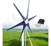 Aerogenerador de 12000W, Generador Viento 5 Aspas CC 12V/24V/48V, Imán Permanente CA Trifásico, Kit, para Sistema-Híbrido Solar y Eólico,Navy-12V