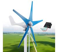Aerogenerador de 12000W, Generador Viento 5 Aspas CC 12V/24V/48V, Imán Permanente CA Trifásico, Kit, para Sistema-Híbrido Solar y Eólico,Navy-12V
