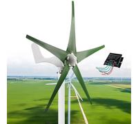 Aerogenerador de 12000W, Generador Viento 5 Aspas CC 12V/24V/48V, Imán Permanente CA Trifásico, Kit, para Sistema-Híbrido Solar y Eólico,Navy-12V