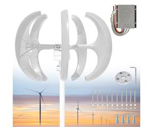 Aerogenerador de 13000 W, 12 V, 24 V, 48 V, 72 V, 110 V y 220 V, generador vertical de 5 aspas, generador de imán permanente de CA trifásico, kit de turbina eólica con controlador,220V-White