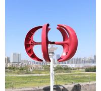 Aerogenerador de Eje Vertical de 400 W con 5 aspas, Sistema de energía eólica roja, Controlador de 24 V-1200 W para soluciones energéticas ecológicas.