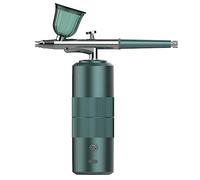 Aerógrafo con compresor for el cuidado de la cara for uñas, pastel, tatuaje, pintura, pistola pulverizadora, inyector de oxígeno en aerosol Control Preciso(B green)