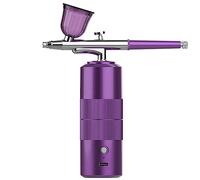 Aerógrafo con compresor for el cuidado de la cara for uñas, pastel, tatuaje, pintura, pistola pulverizadora, inyector de oxígeno en aerosol Aplicación multifuncional(B purple)