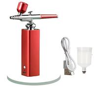 Aerógrafo con compresor for el cuidado de la cara for uñas, pastel, tatuaje, pintura, pistola pulverizadora, inyector de oxígeno en aerosol Control Preciso(Red)