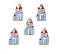Aeromdale 10pcs forma de castillo esmalte encantos colgantes encantos para pulsera collar joyería DIY accesorios - A - 1 juego