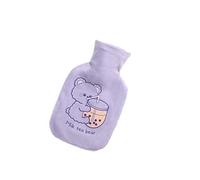 Aeromdale Botella de agua caliente con cubierta de 350 ml patrón de té de leche bolsa de agua caliente de goma para aliviar el dolor calentador de pies de manos regalo para mujeres y niñas # A 1 pc